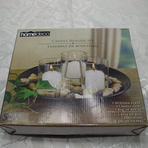 5 Pc Black Round Candle Holder Set - Picture 1 of 4